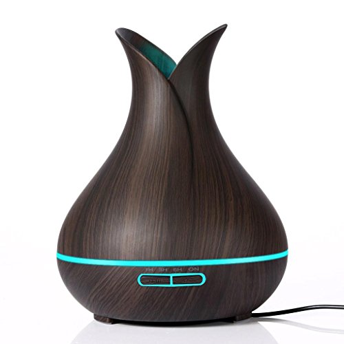 SoadSight 400ml Essential Oil Diffuser Aroma Cool Mist Wood Grain Vase Style Humidifier Ultrasonic Air Aromatherapy for Home Office Baby (Black) - B07DTDZP7L